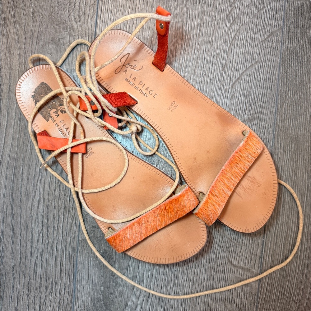 Joie Orange and Tan Sandals